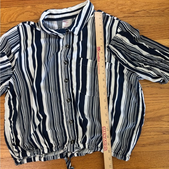 No Boundaries Blouse Women’s XXL (19) Juniors Blue White Striped Button Down Top - Picture 6 of 7